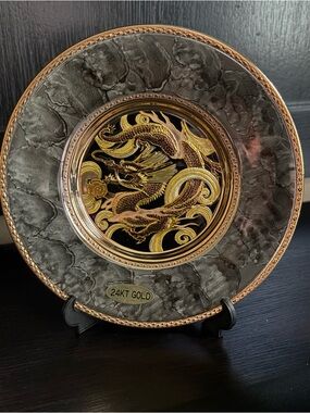 Art of Chokin 24KT Gold Dragon Decorative Plate